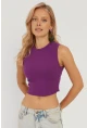 Kadın Mor Fitilli Crop Bluz LPP1262