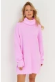Kadın Pembe Balıkçı Yaka Triko Tunik KZ2504