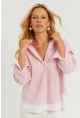 Kadın Pembe Çizgili Gömlek SF2551