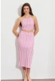 Kadın Pembe Etekli Triko Takım ROP108