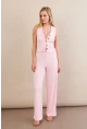 Kadın Pembe Gofre Yelek Pantalon Takım FLU330