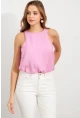 Kadın Pembe Kolsuz Balon Bluz SAN101