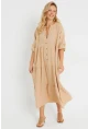Kadın Salaş Midi Elbise Camel Q982