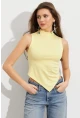 Kadın Sarı Büzgülü Asimetrik Bluz ZH340
