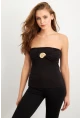Kadın Siyah Aksesuarlı Straplez Bluz EY3086