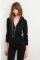 Kadın Siyah Bağlama Detaylı Bluz TF48
