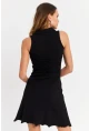 Kadın Siyah Bağlama  Detaylı Kaşkorse Mini Elbise FRY2271