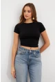 Kadın Siyah Basic Kısa Kollu Bluz UG2444