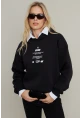 Kadın Siyah Baskılı Kapüşonlu Sweatshirt DY1451