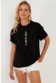 Kadın Siyah Baskılı T-Shirt AYD356