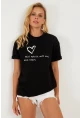 Kadın Siyah Baskılı T-Shirt AYD360