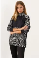 Kadın Siyah-Beyaz Bloklu Sweatshirt EY1084