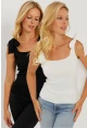 Kadın Siyah-Beyaz İkili Triko Bluz YV271