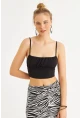 Kadın Siyah Crop Bluz ZH259