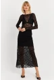 Kadın Siyah Dantelli Midi Etek FS9824