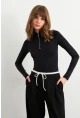Kadın Siyah Fermuarlı Basic Body CY353