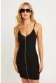 Kadın Siyah Fermuarlı Mini Elbise CY380