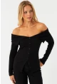 Kadın Siyah Kaşkorse Bluz RLO3032-9