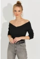 Kadın Siyah Kaşkorse Bluz Yİ2495