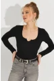 Kadın Siyah Kaşkorse Bluz Yİ2496