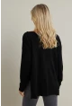 Kadın Siyah Kayık Yaka Triko Bluz MYİL561