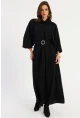 Kadın Siyah Kemerli Maxi Elbise MASF15