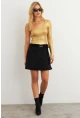 Kadın Siyah Kemerli Mini Etek KED4202