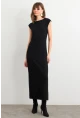 Kadın Siyah Kolsuz Yırtmaçlı Midi Elbise TF60