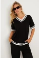 Kadın Siyah Kontrast Bluz ST836