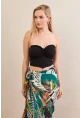 Kadın Siyah Korse Dikişli Crop Bluz AN6025