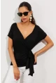Kadın Siyah Kruvaze Bluz EY2496