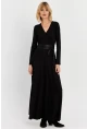 Kadın Siyah Kruvaze Maxi Elbise VTN3