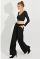 Kadın Siyah Palazzo Pantolon QRS8383