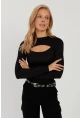 Kadın Siyah Pencereli Bluz LPP1256