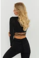 Kadın Siyah Simli Crop Bluz GÇ149
