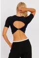 Kadın Siyah Sırt Dekolteli Crop Bluz CY450