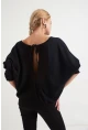 Kadın Siyah Sırtı Açık Yarasa Kol Sweatshirt B161