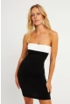 Kadın Siyah Straplez Mini Elbise MEN2051