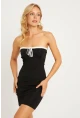 Kadın Siyah Straplez Mini Elbise MON136