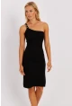 Kadın Siyah Tek Asklı Aksesuarlı Elbise NÇ521