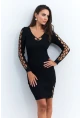 Kadın Siyah V Yaka İncili Triko Midi Elbise RM08