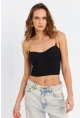 Kadın Siyah Zincir Askılı Crop Bluz LİT100
