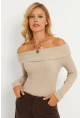 Kadın Taş Madonna Yaka Kaşkorse Bluz XL2210