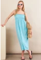 Kadın Turkuaz Gipeli Midi Plaj Elbisesi OR501