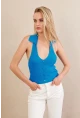 Kadın Turkuaz Sırtı Açık Bluz ZH01-90
