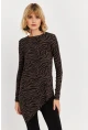 Kadın Vizon Asimetrik Zebra Desenli Tunik MLPP1186-1