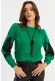 Kadın Yeşil Kol Detaylı Bluz MAYD13