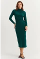 Kadın Zümrüt Yeşil Drape Maxi Elbise DMR377