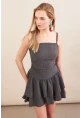 Kadın Antrasit Fırfırlı Mini Elbise MOD7593