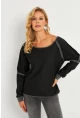 Kadın Antrasit Kayık Yaka Ters Dikişli Sweatshirt TF10